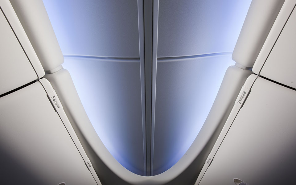 Picture of a 7 3 7 cabin ceiling.