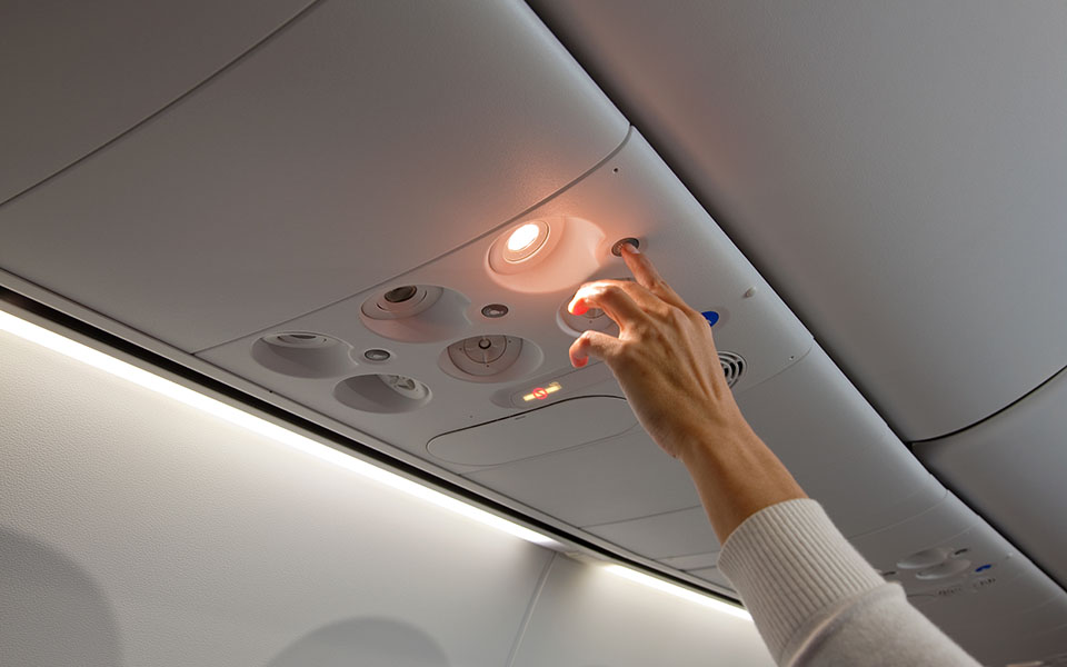 Picture of a 7 3 7 cabin lighting array.