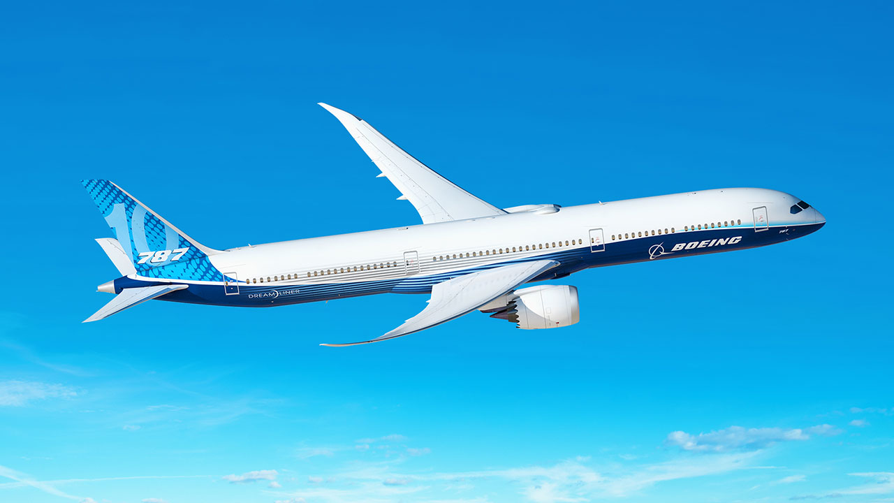 Picture of Boeing 7 8 7 10 Dreamliner in flight.