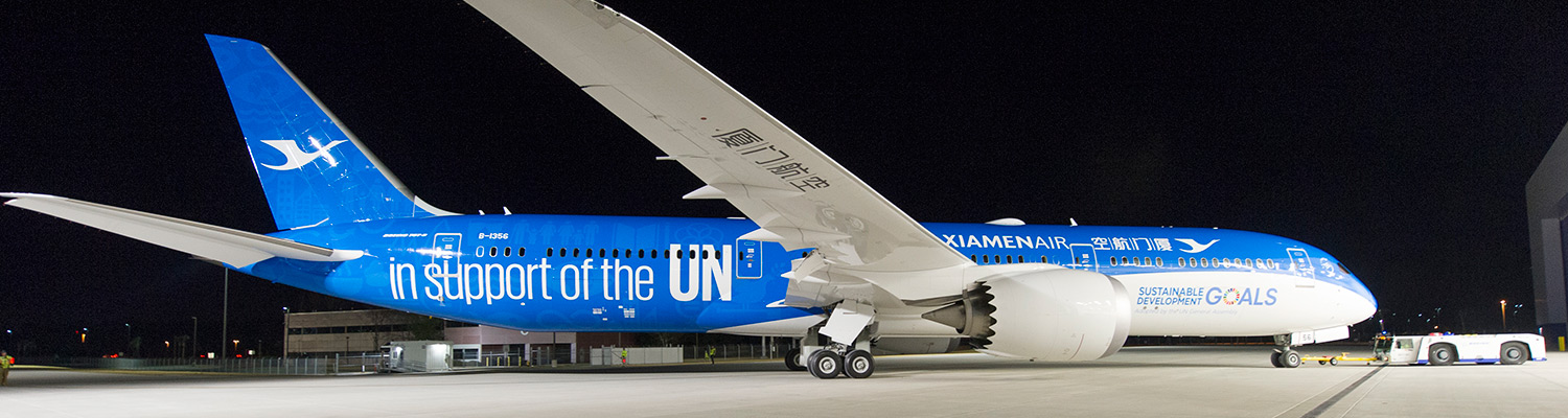 'Perfect match:' Xiamen's new 787 flies UN livery for sustainability
