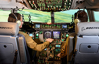Pilots in cockpit