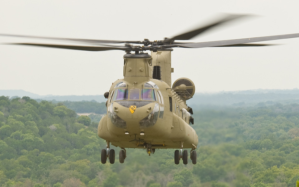 CH-47F Chinook in flight.