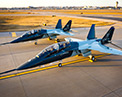 Picture of Boeing T-7A Red Hawk aircraft on flight ramp.