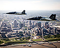 Boeing T-X Advanced Pilot Training over Gateway Arch in Saint Louis Missouri.
