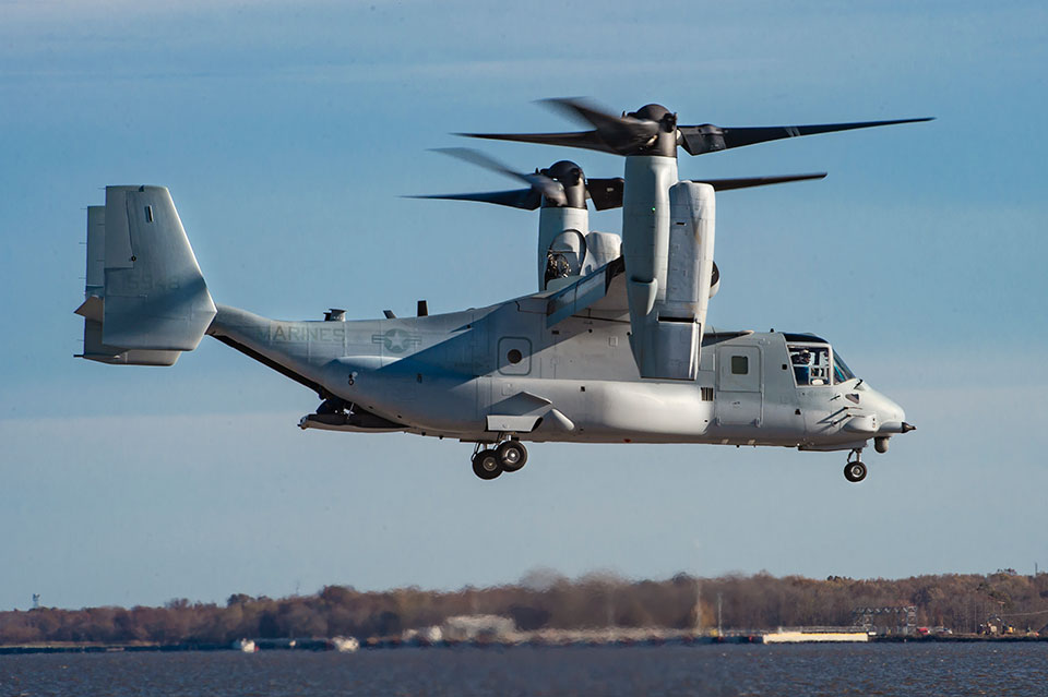 Picture of the V-22 Osprey in flight.