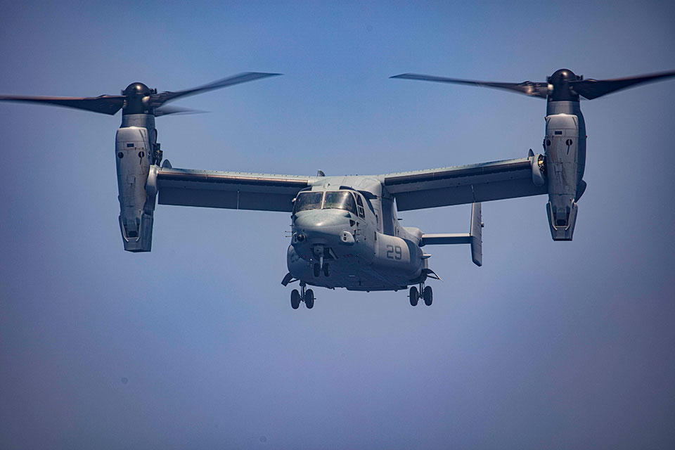 Picture of the V-22 Osprey in flight.