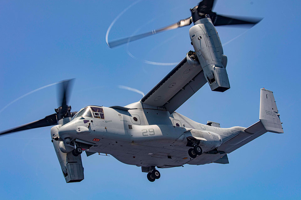 Picture of the V-22 Osprey in flight.