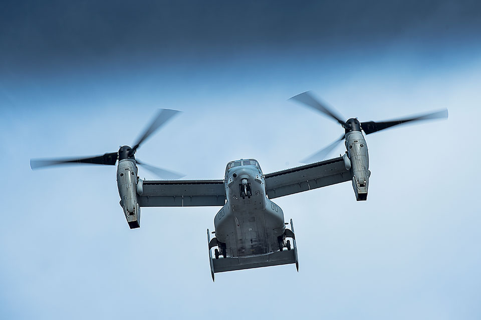 Picture of the V-22 Osprey in flight.