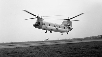 Chinook&rsquo;s prototype, the YCH-1B, takes its first flight in 1961.