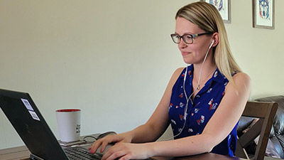 Courtney Mandock, a manufacturing engineer for Boeing in Winnipeg volunteered as a judge from her virtual home workspace. 