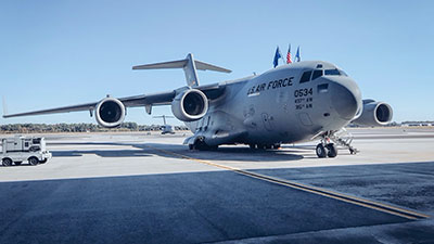 This C-17 Globemaster III became the first of the global fleet of 275 aircraft to achieve 25,000 flight hours 