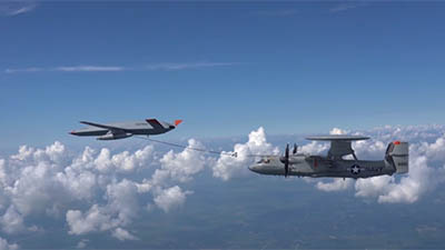 Aviation history: MQ-25 Stingray refuels E-2D Hawkeye