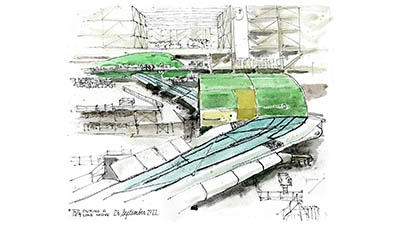747 factory sketch partial fuselage and wings