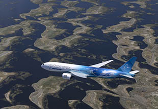 Plane flying over fields