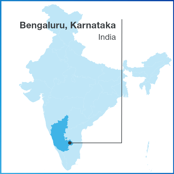 United States map highlighting Bengaluru, Karnataka India