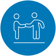 Stylized illustration of two people shaking hands.