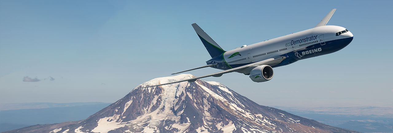 ecoDemonstrator flying by Mount Rainer