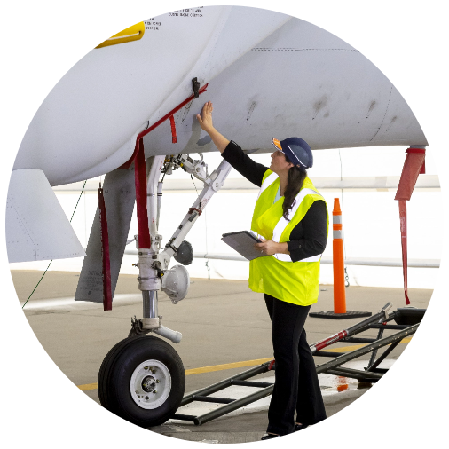 Worker maintenancing a plane