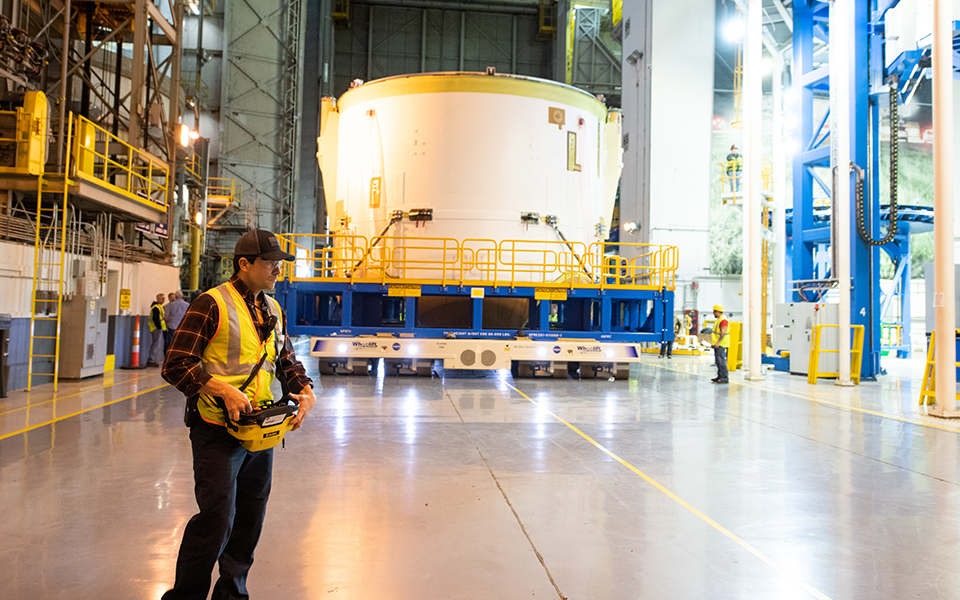Picture of the Boeing Space Launch System component.