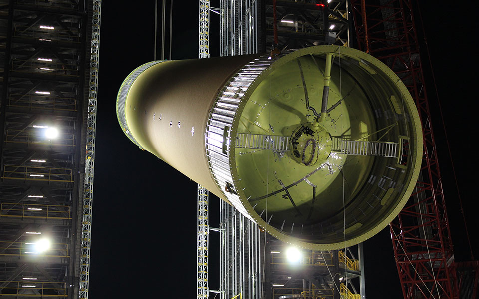 Picture of the Boeing Space Launch System component.