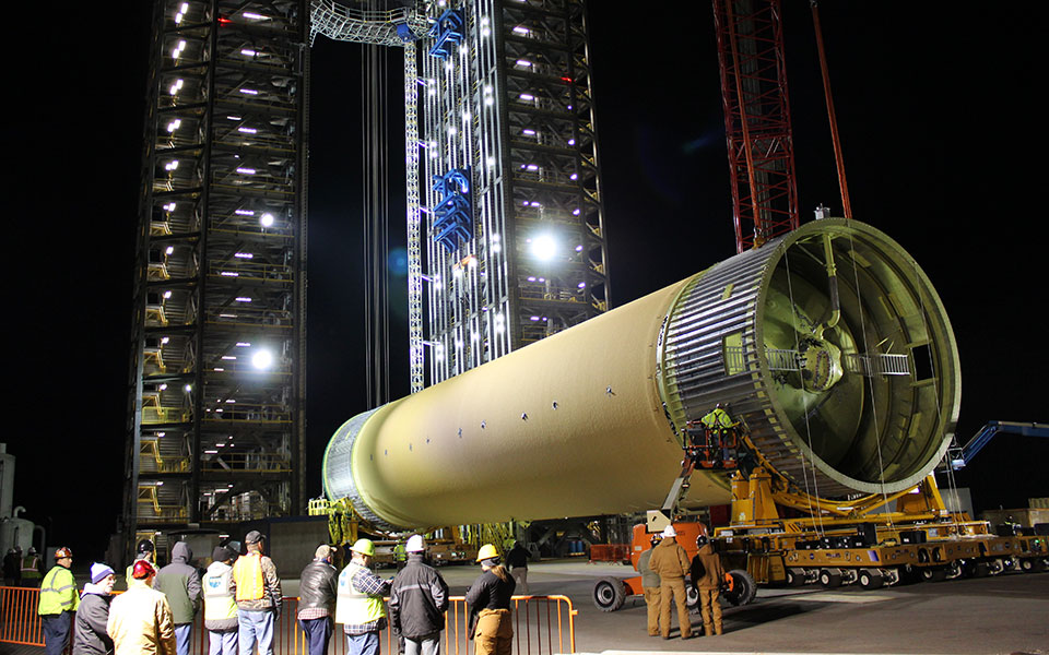Picture of the Boeing Space Launch System component.